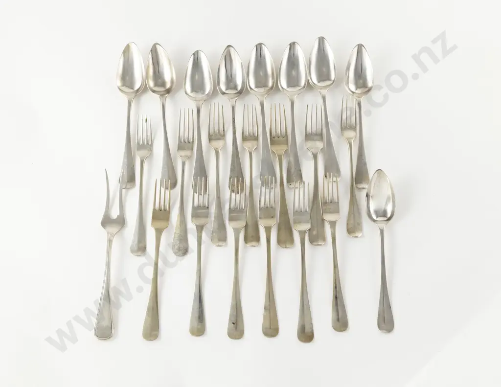 13 Dutch Silver Table Forks 9 Tablespoons & Bread or Serving Fork Image 1++