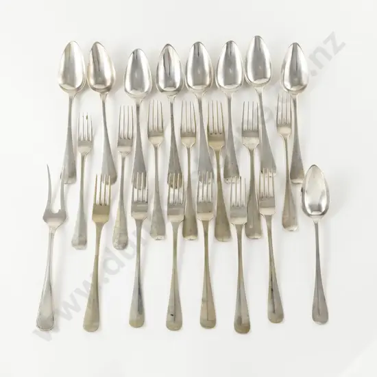13 Dutch Silver Table Forks 9 Tablespoons & Bread or Serving Fork