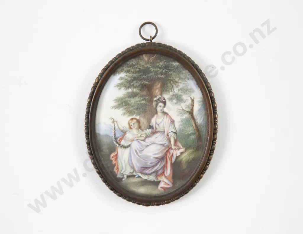 Late C19th Portrait Miniature Classical Scene in the Manner of Angelica Kauffman Image 1++