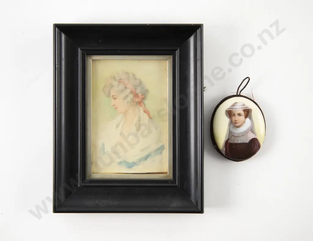 Early C20th Portrait Miniature on Celluloid in Ebonised Frame Image 1++
