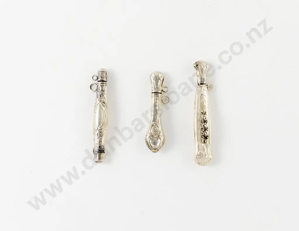 Three 925 Silver Fancy Embossed Needle Cases Image 1++