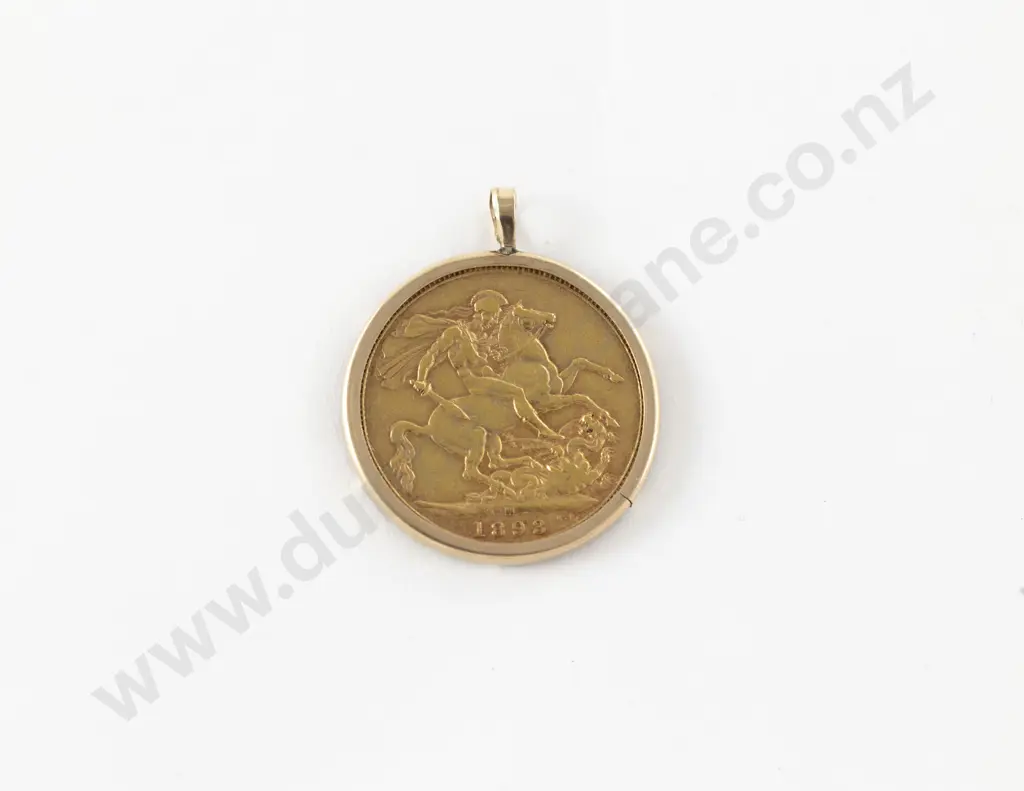 1893 Gold Sovereign Melbourne Mint in pendant mount Image 1++
