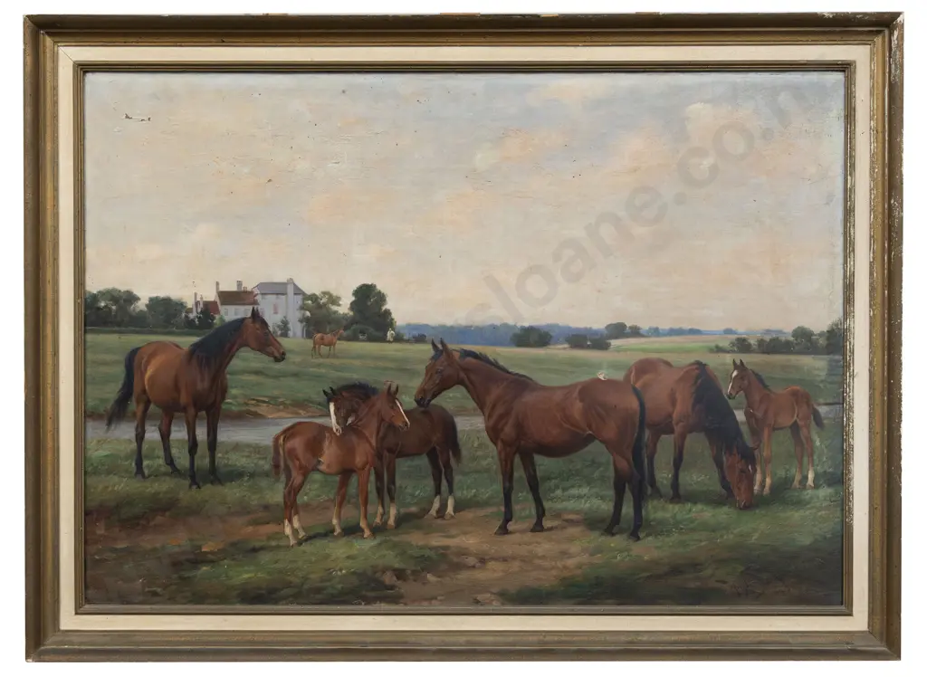 Wright Barker (British 1864 - 1941) - Landscape With Horses Image 1++
