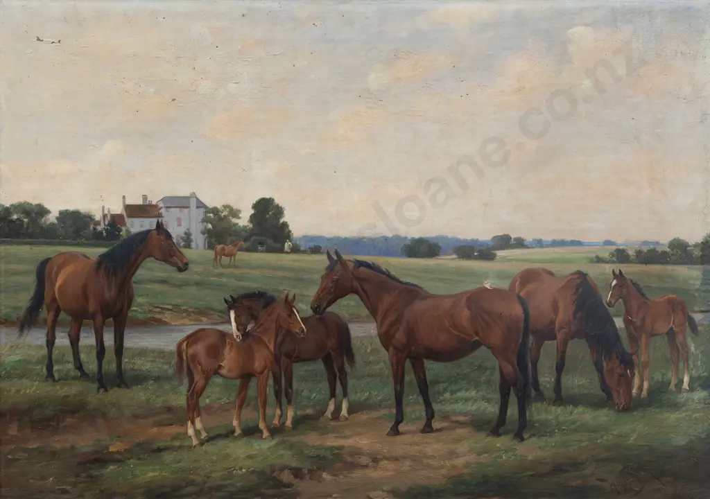 Wright Barker (British 1864 - 1941) - Landscape With Horses Image 1++
