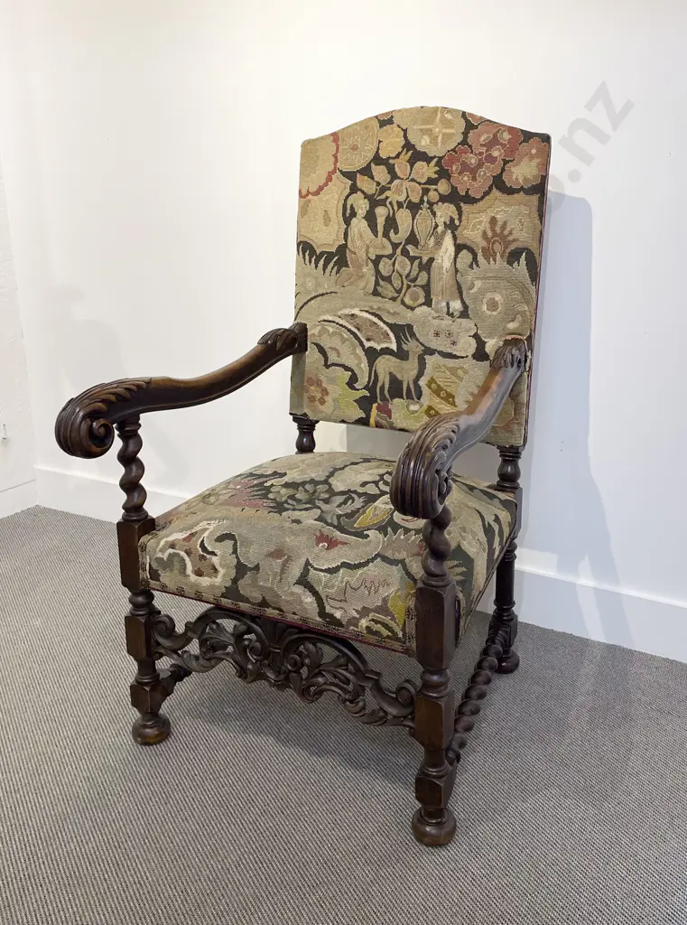 C1890's C17th Style Beechwood Chair Image 1++