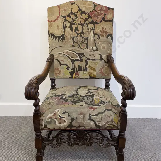 C1890's C17th Style Beechwood Chair