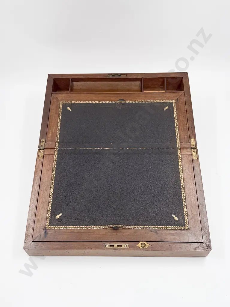 Victorian Mahogany & Brass Bound Portable Writing Box Image 1++