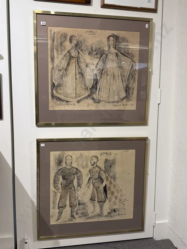 Pair Raymond Boyce Theatre Sketches for Othello Image 1++