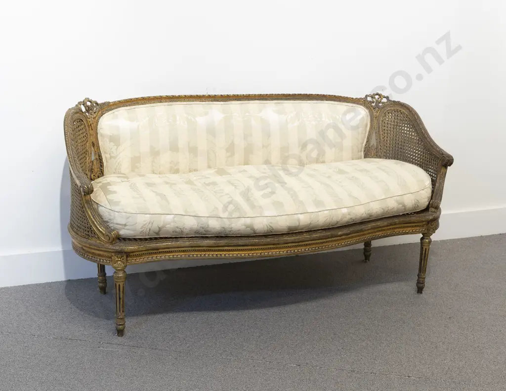C19th French Bergere Salon Settee Image 1++