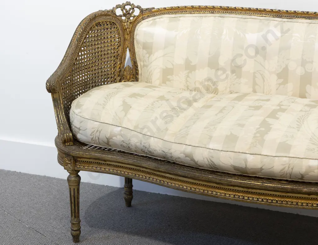 C19th French Bergere Salon Settee Image 1++
