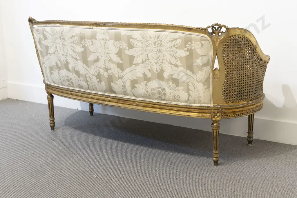 C19th French Bergere Salon Settee Image 1++