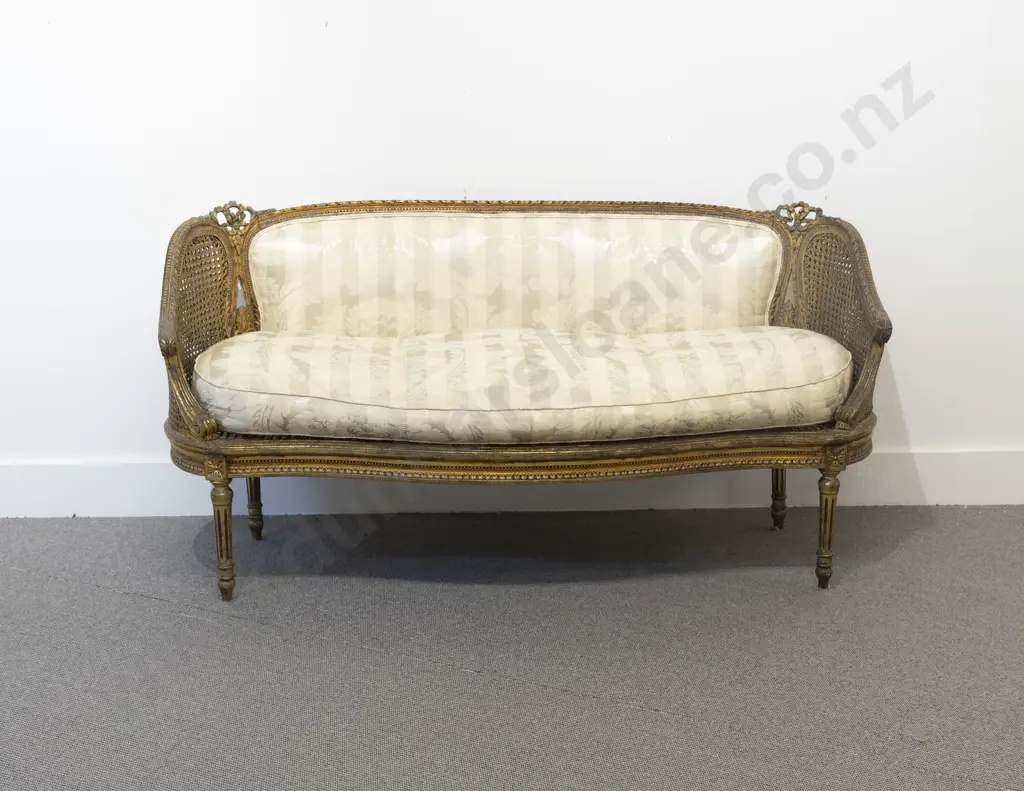 C19th French Bergere Salon Settee Image 1++