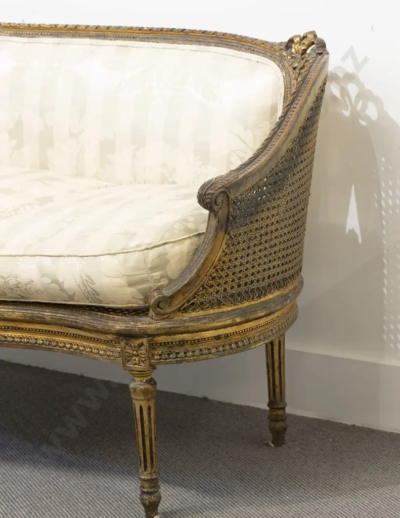C19th French Bergere Salon Settee Image 1++