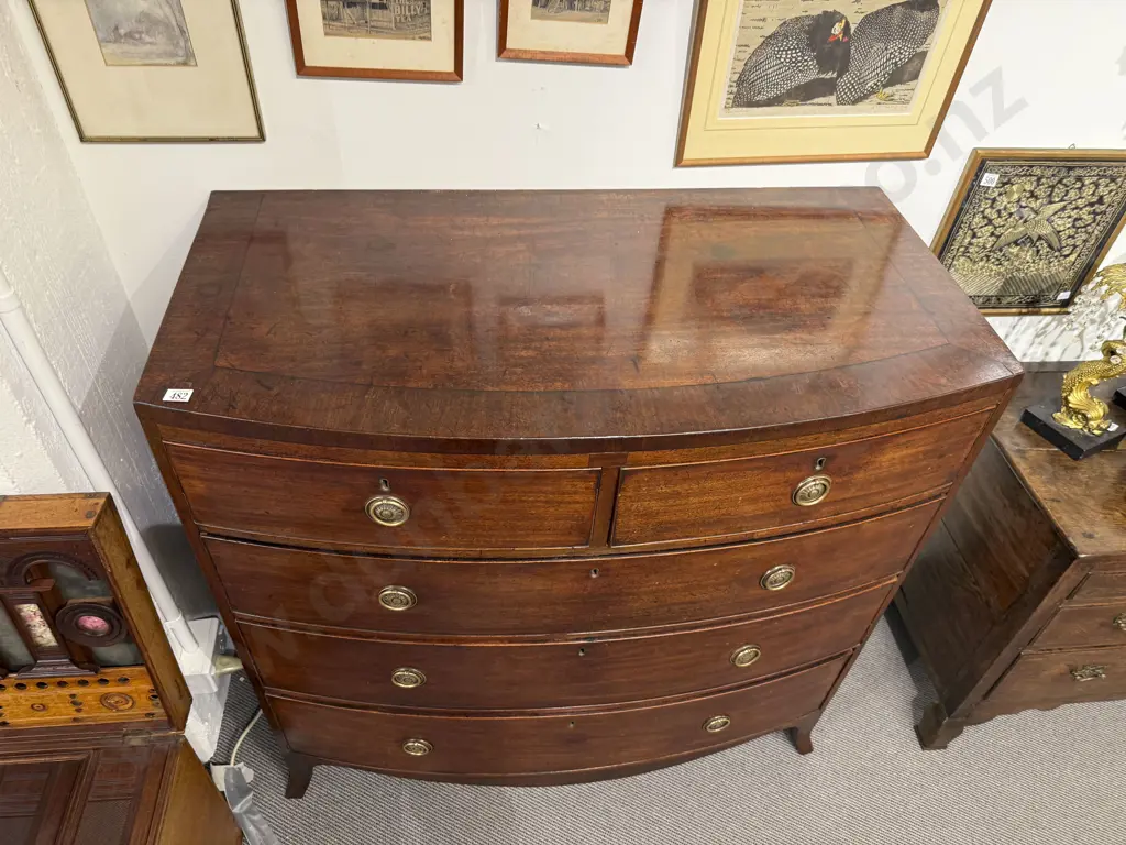 Regency Mahogany Bow Front Chest of Drawers Image 1++
