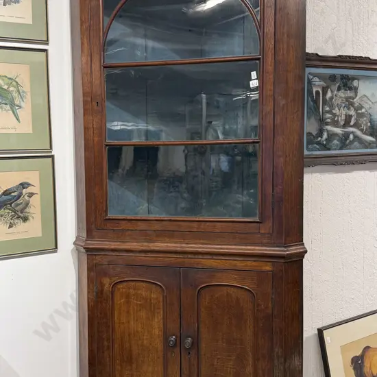 George III Oak & Mahogany Floor Standing Corner Cupboard