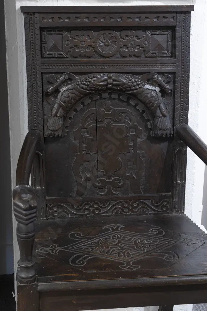 17th & 18th Century Oak Wainscott Style Open Armchair Image 1++