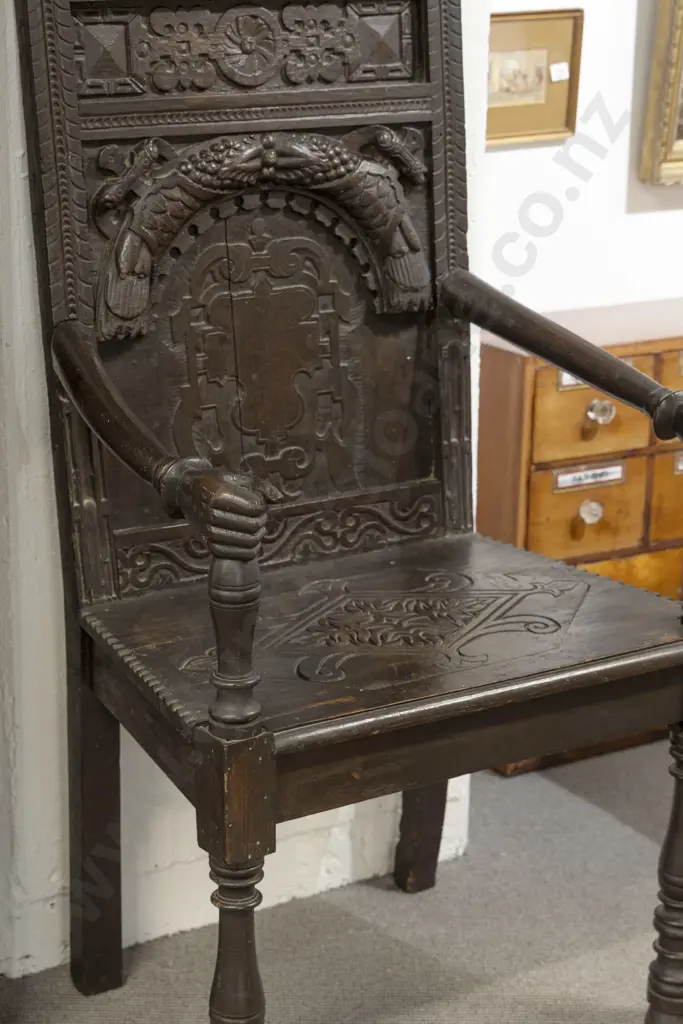 17th & 18th Century Oak Wainscott Style Open Armchair Image 1++