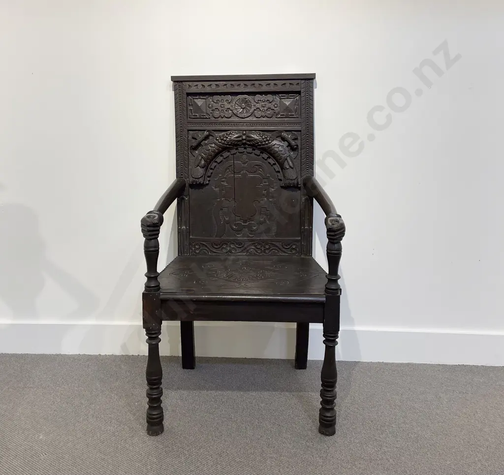 17th & 18th Century Oak Wainscott Style Open Armchair Image 1++