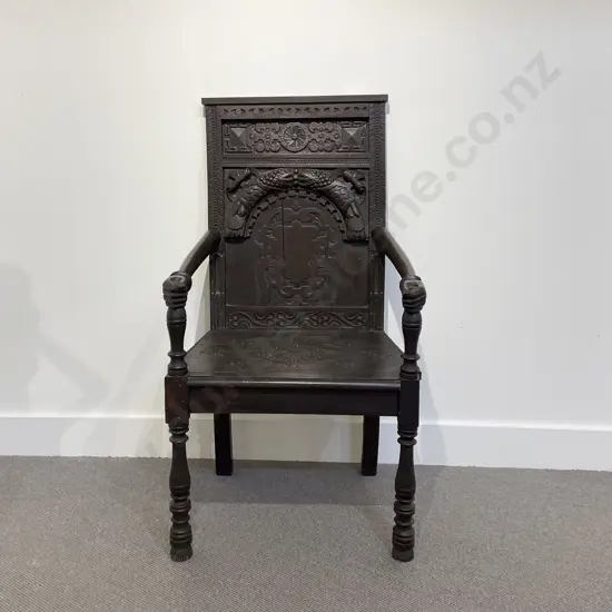 17th & 18th Century Oak Wainscott Style Open Armchair
