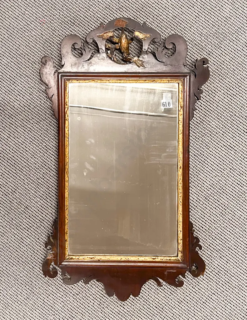 Geo III Mahogany Parcel Gilt Framed Wall Mirror Image 1++
