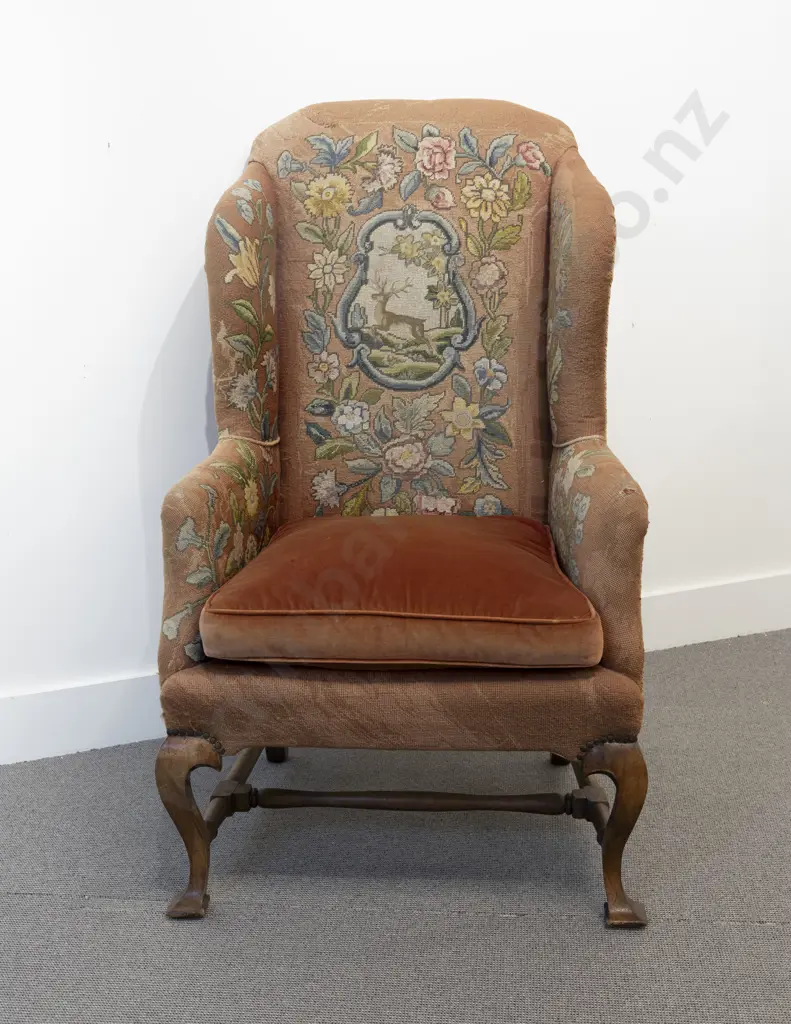 C18th Mahogany Framed Wing Armchair Image 1++