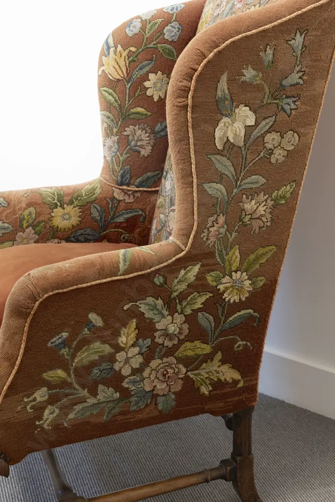 C18th Mahogany Framed Wing Armchair Image 1++