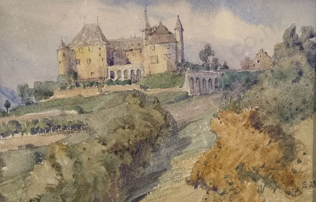 Unknown Artist - European - Chateau In Landscape Image 1++
