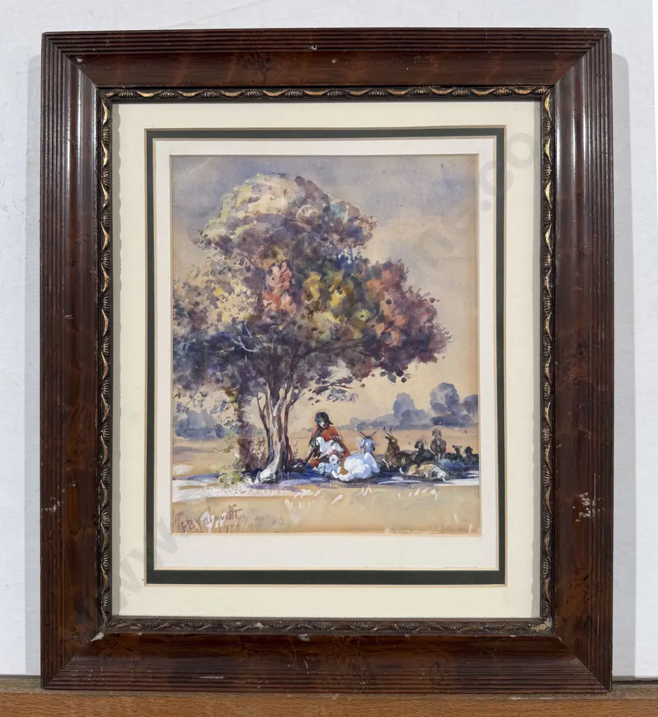 F B Yalavatti - Goatherd Taking Shade Image 1++