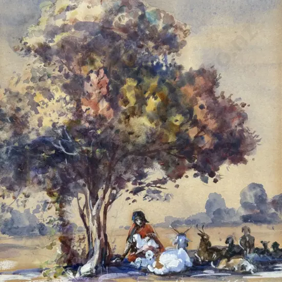 F B Yalavatti - Goatherd Taking Shade