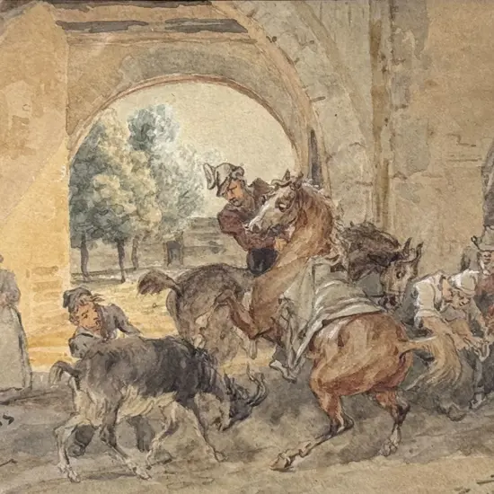 Attributed Philip Wouwerman (Dutch 1619 - 1688) - Goat in Stable