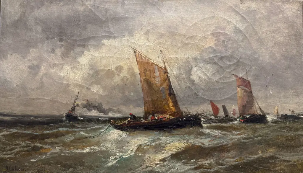 John Callow (British 1822 - 1878) - Fishing Smacks Image 1++