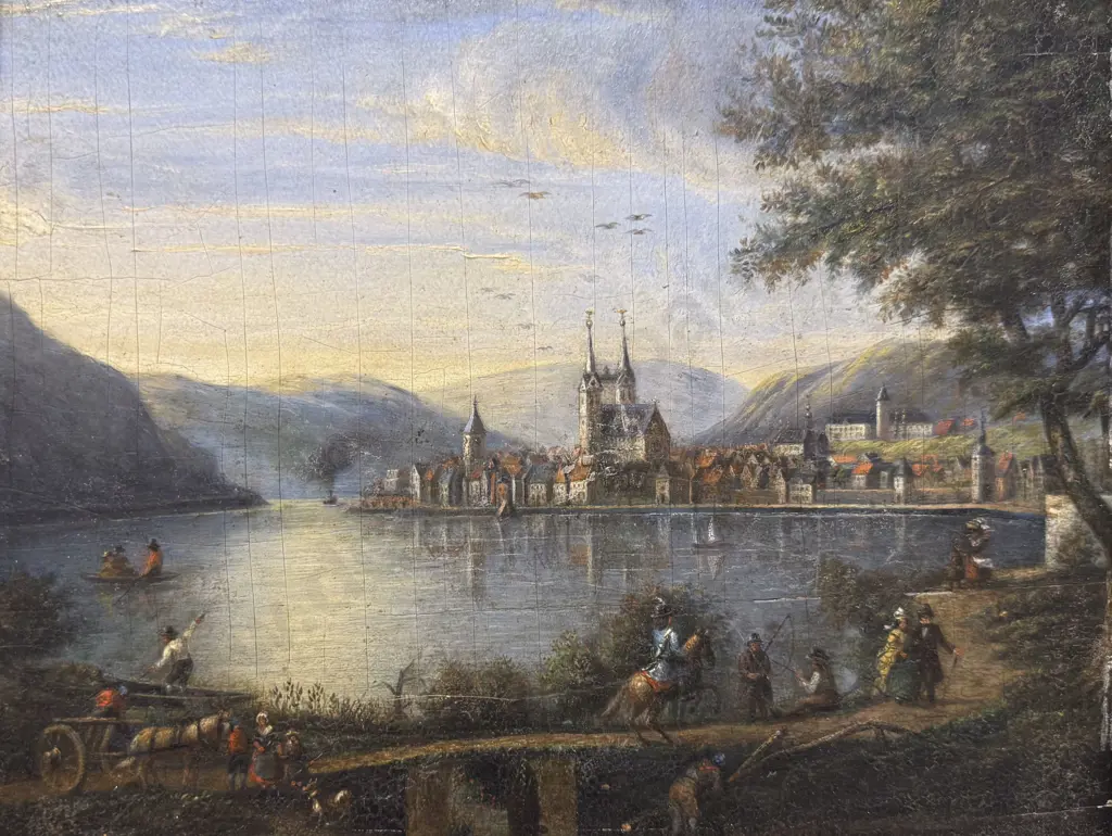 Unknown Late C18th European Artist - Swiss Lake Scene Image 1++