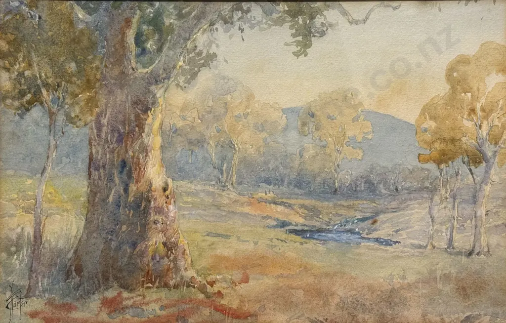 H Carter (Australian) - Landscape with Gum Tree Image 1++