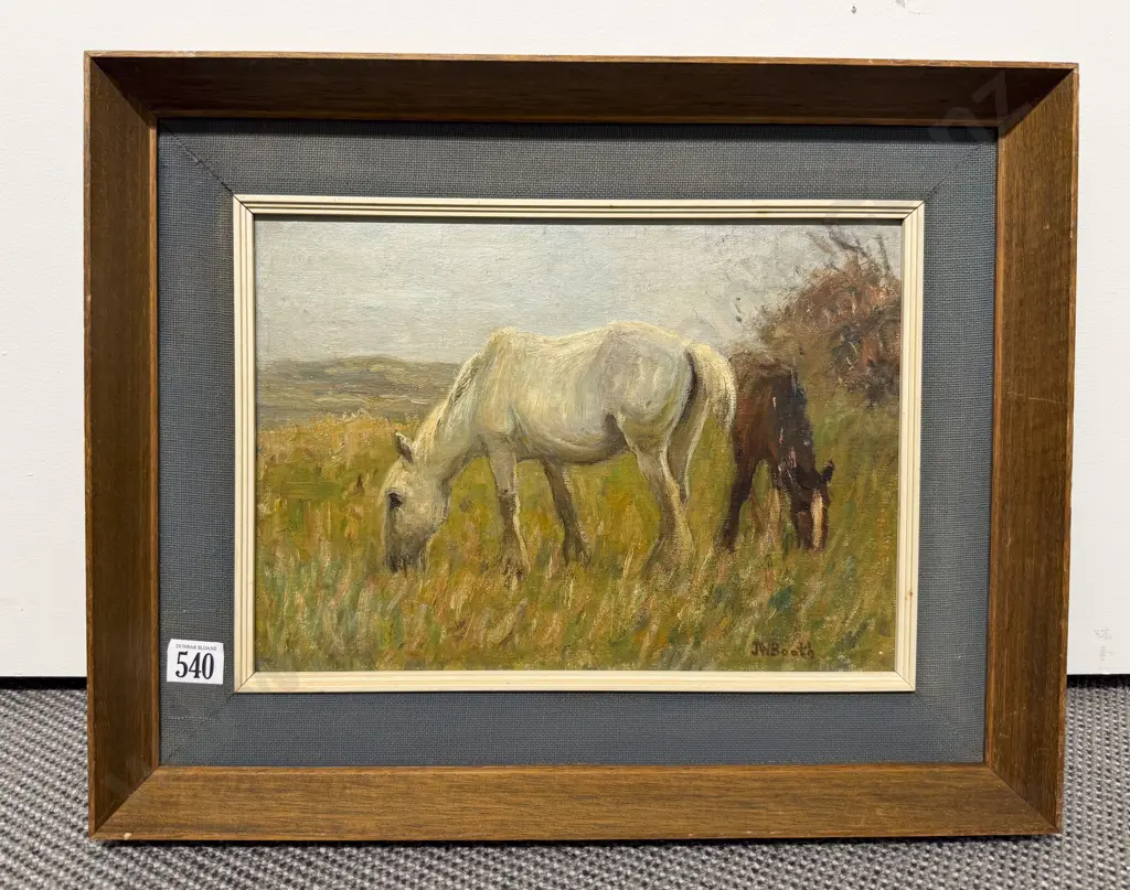James William Booth, (Staithes Group 1867-1953)Two Horses Grazing Image 1++