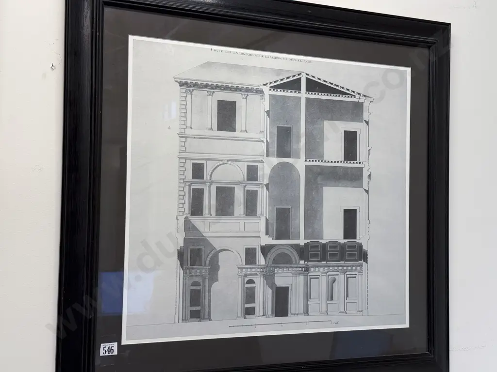 Pair of French Monochrome Architectural Prints Image 1++