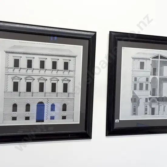 Pair of French Monochrome Architectural Prints