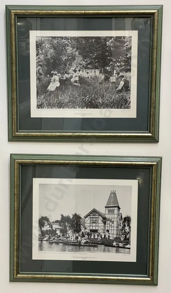 Pair of Alexander Turnbull Library Photographs of Canterbury - the club-house of the Canterbury Rowing Club & School of Arts Image 1++
