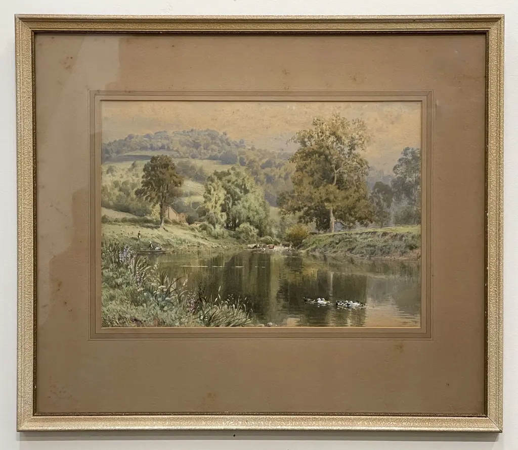 F. G. Coleridge - English Romantic Landscape with Cows & Ducks Image 1++