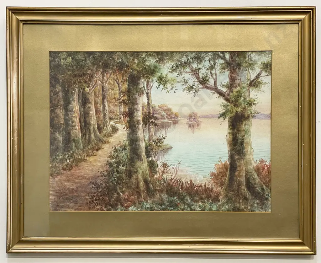 Unsigned Late C19th Riverside Path Image 1++