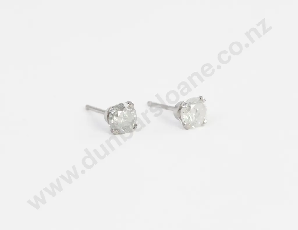 Pair 14ct White Gold Diamond Stud Earrings Image 1++