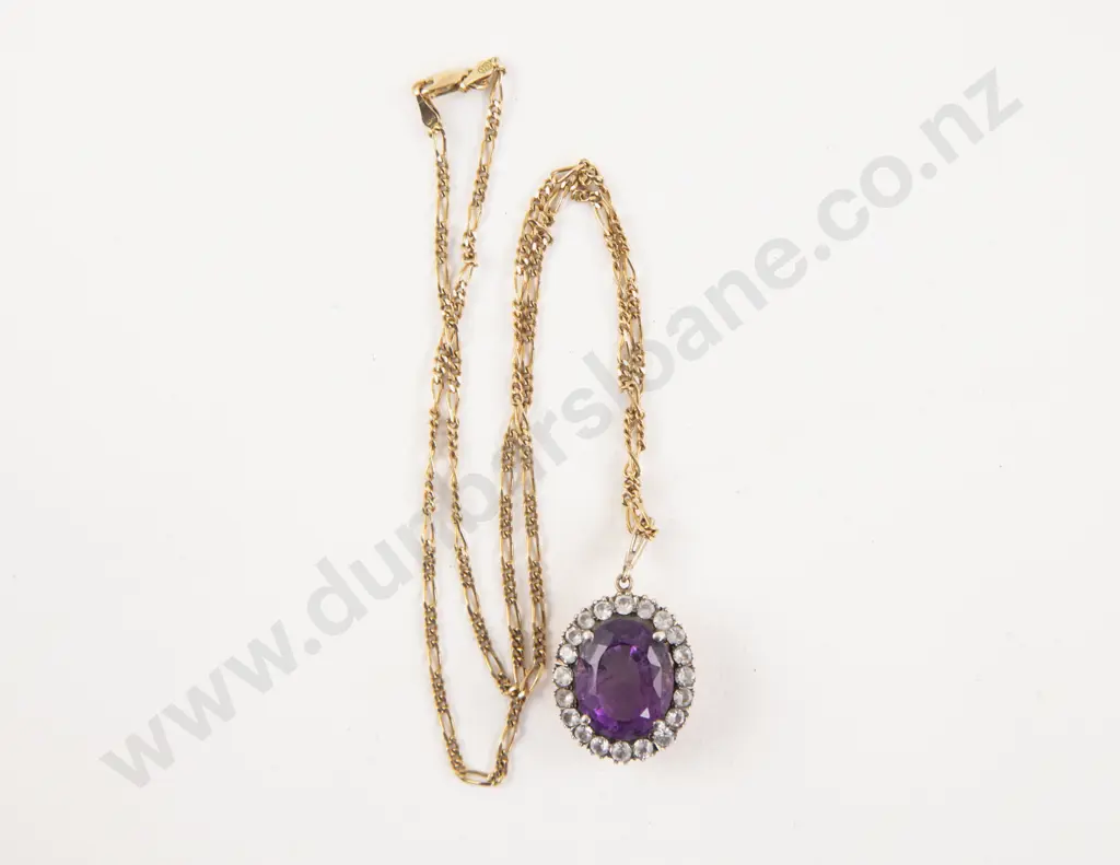 21Stone Amethyst and White Sapphire Cluster Pendant Image 1++