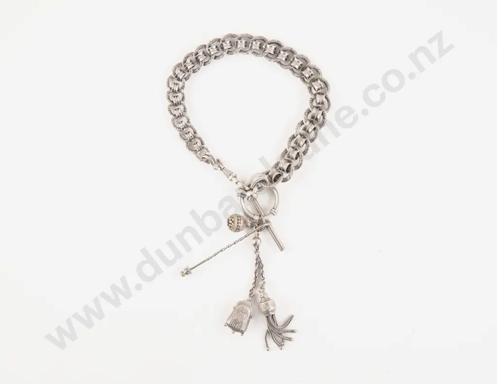 Victorian S/S (unmarked) Fancy Multi Link Watch Fob as Bracelet Image 1++