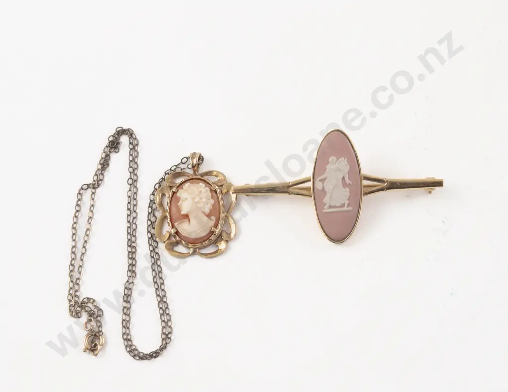 9ct Framed Classical Portrait Cameo Brooch Image 1++