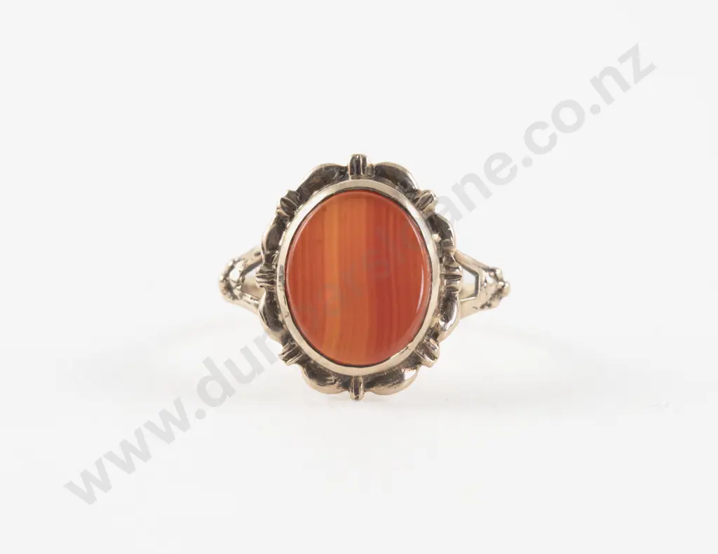 9ct Single Oval Panel Carnelian Ring Image 1++