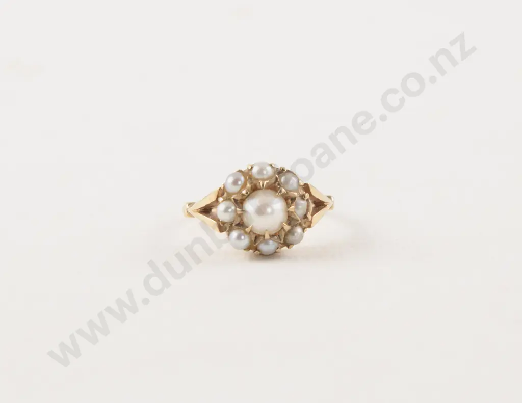 9ct Nine Stone Pearl Cluster Ring Image 1++