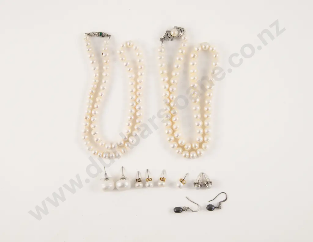 Two Single Strand Fresh Water Pearl Necklaces Image 1++
