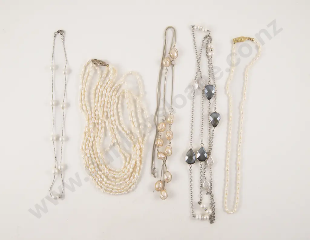 Four Uniform Strand Freshwater Pearl Necklace Image 1++