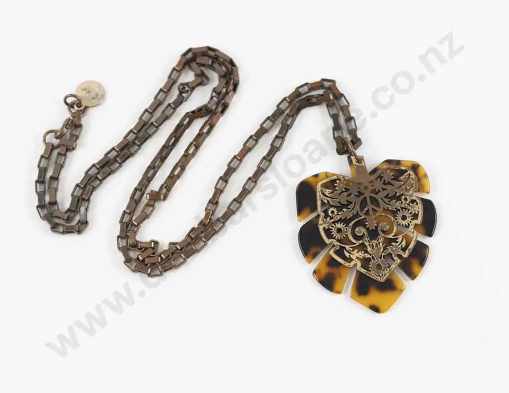 Karen Walker Monstera Leaf Tortoiseshell Necklace Image 1++