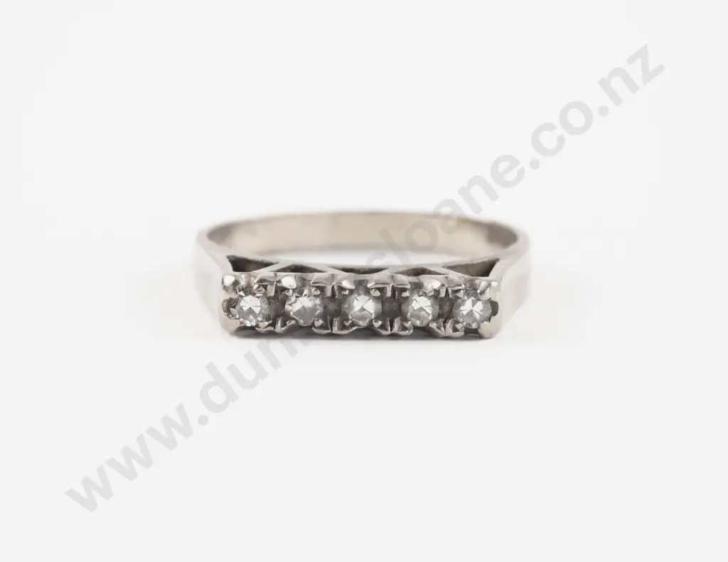 18ct White Gold Five Stone Diamond Bridge Ring Image 1++
