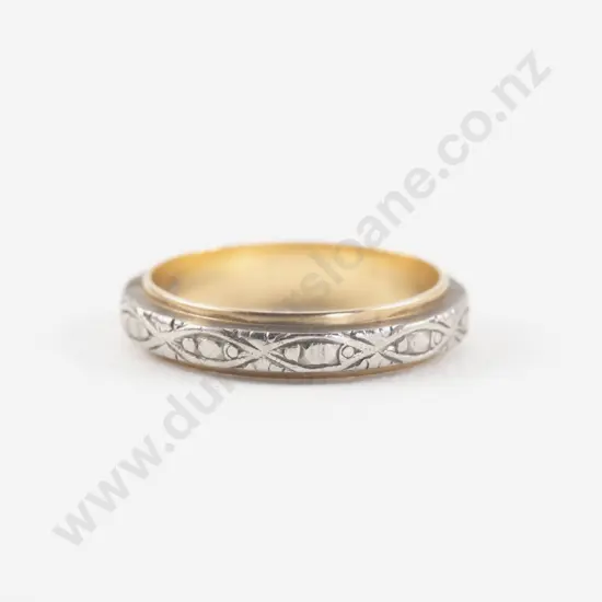 18ct and Platinum Engraved Eternity Band